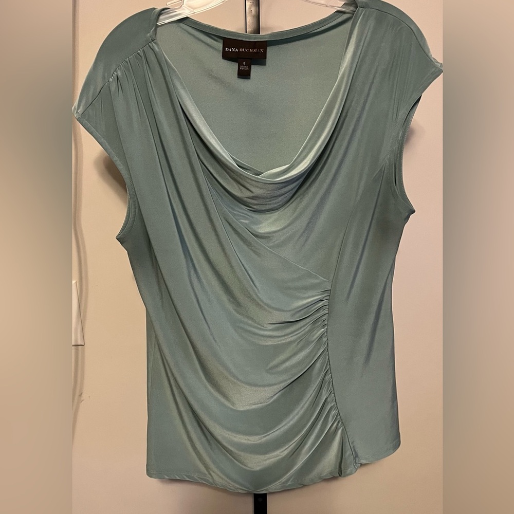 Dana Buchman Teal Draped Blouse